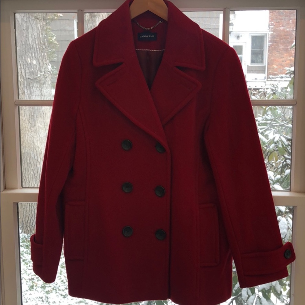 Lands End Peacoat Wool/Cashmere Blend